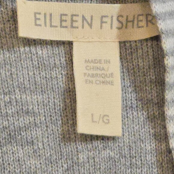 Eileen Fisher Cardigan Womens Large Organic Cotton Cashmere Blend Long Open Gray - Picture 2 of 7